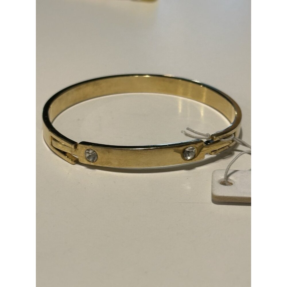 NWT Ann Taylor gold-tone hinged bangle bracelet with crystal accents - Picture 4 of 7